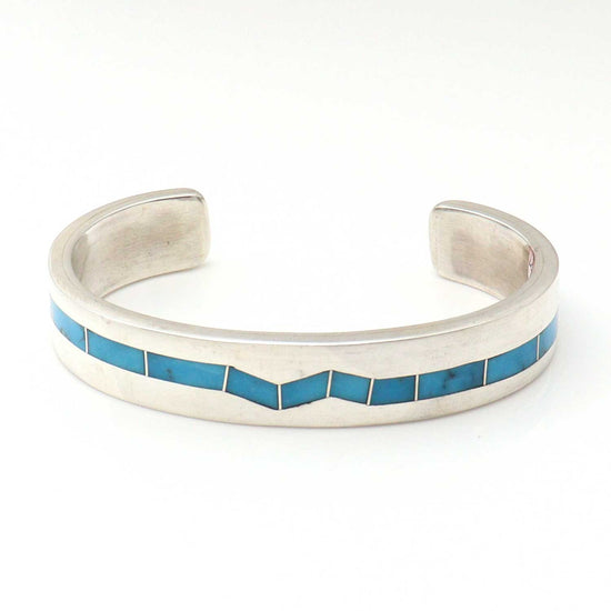 Men's Turquoise Channel Inlay Bracelet by Larry Loretto