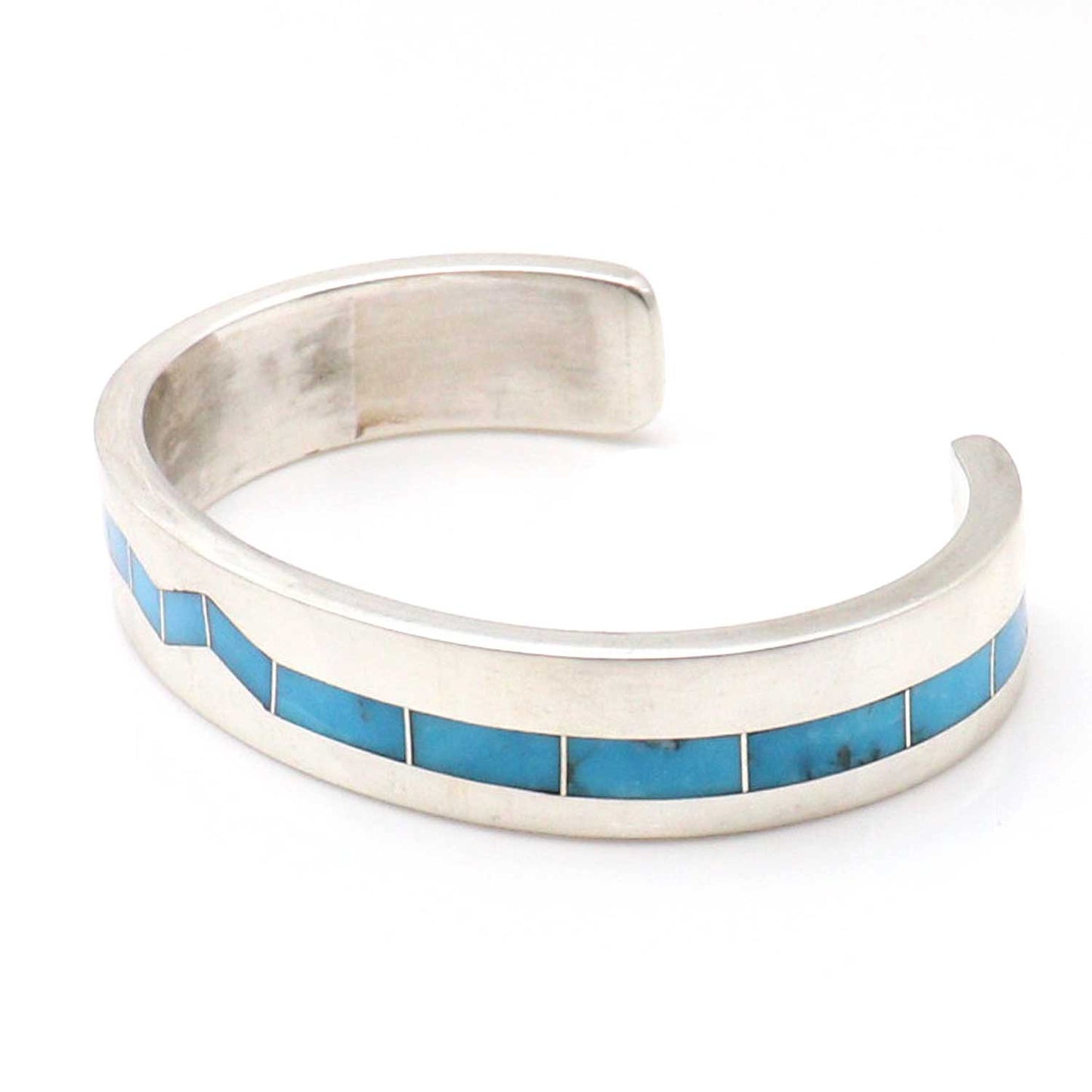Men's Turquoise Channel Inlay Bracelet by Larry Loretto