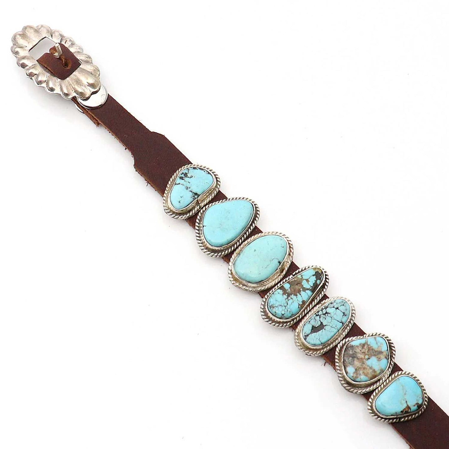 Turquoise & Leather Concho Bracelet by Rogers