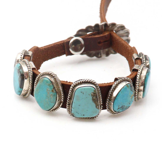 Turquoise & Leather Concho Bracelet by Rogers