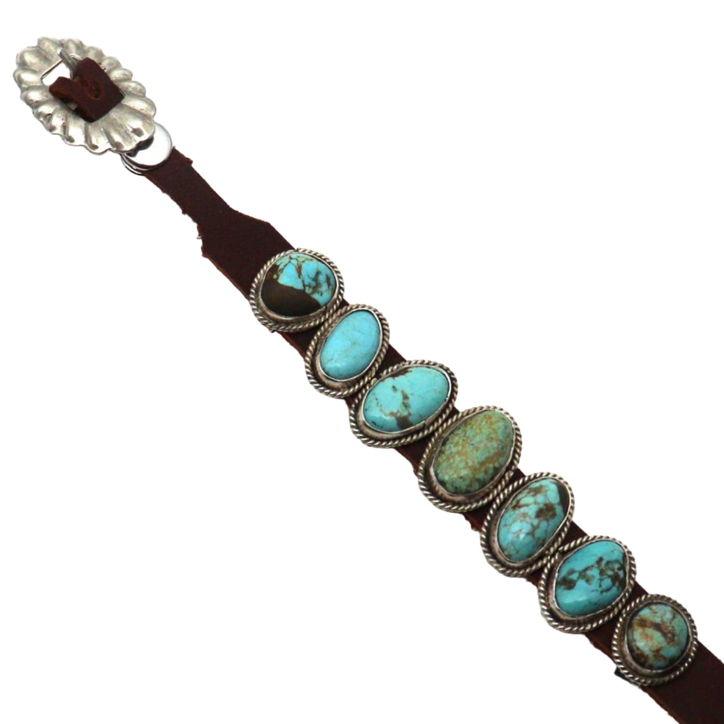 Turquoise & Leather Concho Bracelet by Rogers