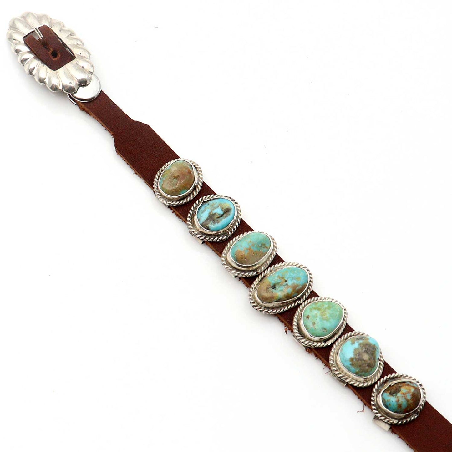 Turquoise & Leather Concho Bracelet by Rogers