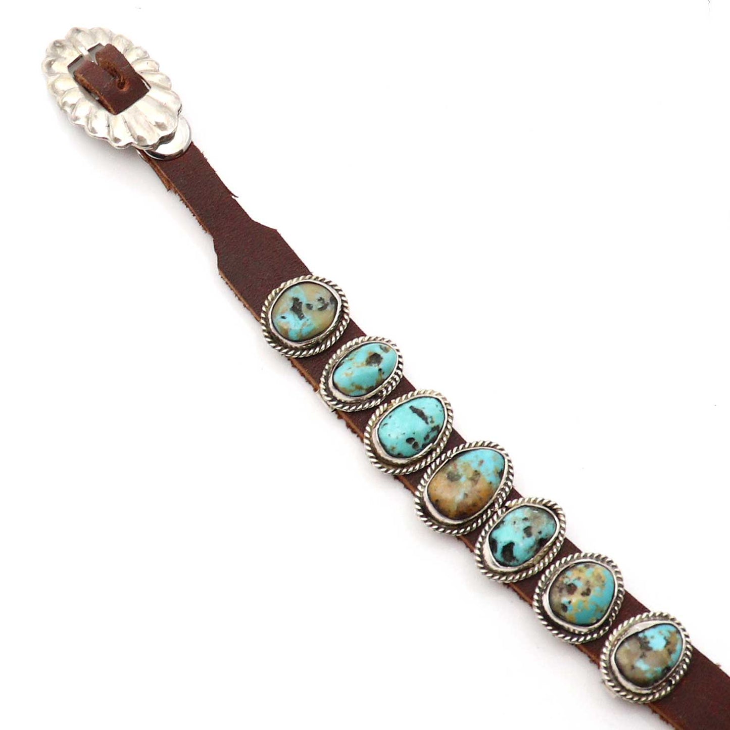 Turquoise & Leather Concho Bracelet by Rogers