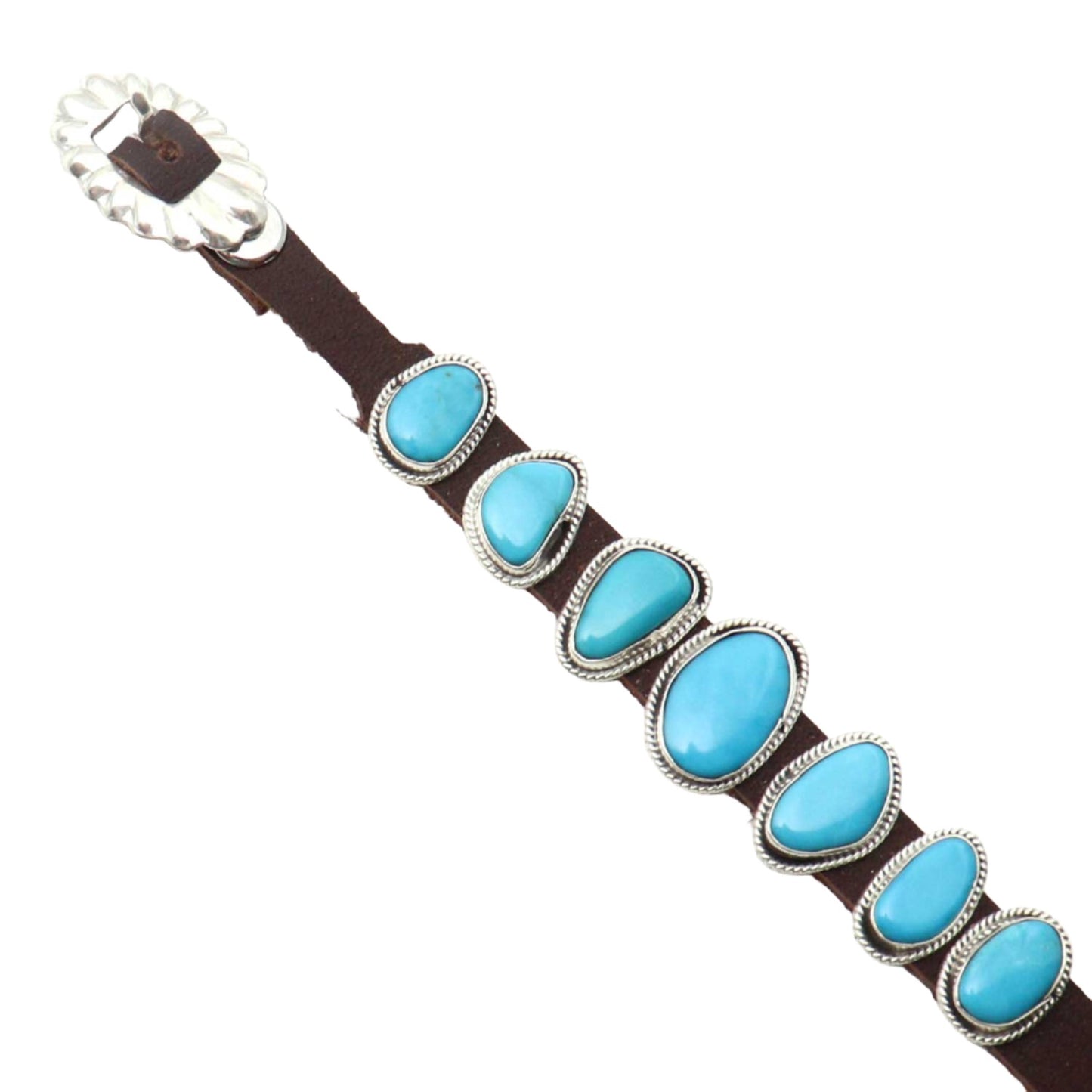 Turquoise & Leather Concho Bracelet by Martinez