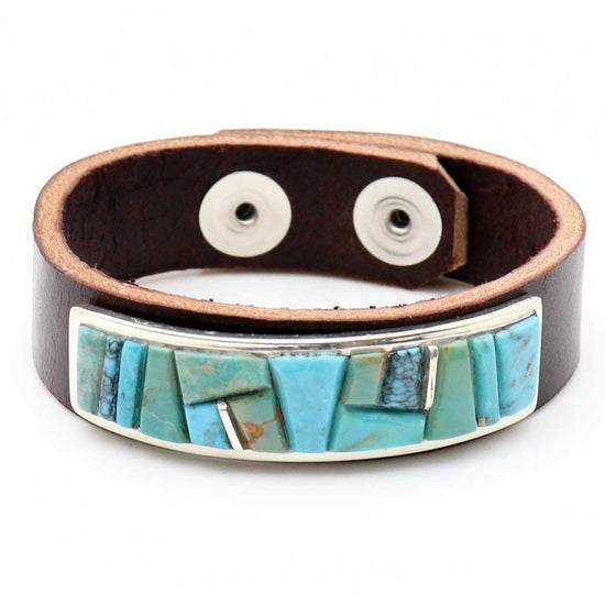 Load image into Gallery viewer, Turquoise Inlaid Medallion Cuff by Yazzie &amp;amp; Peterson
