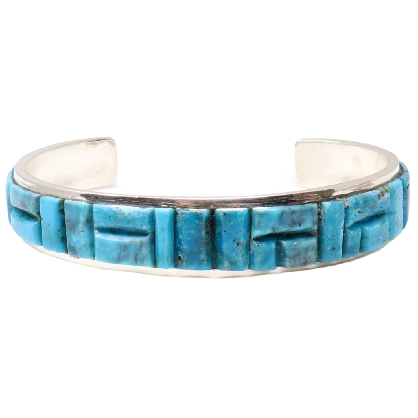 Turquoise inlay bracelet on a white background