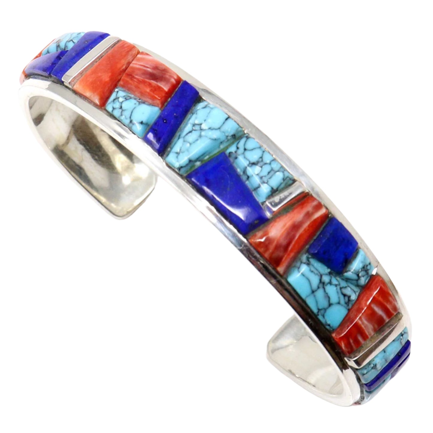 Multicolored inlay bracelet on a white background