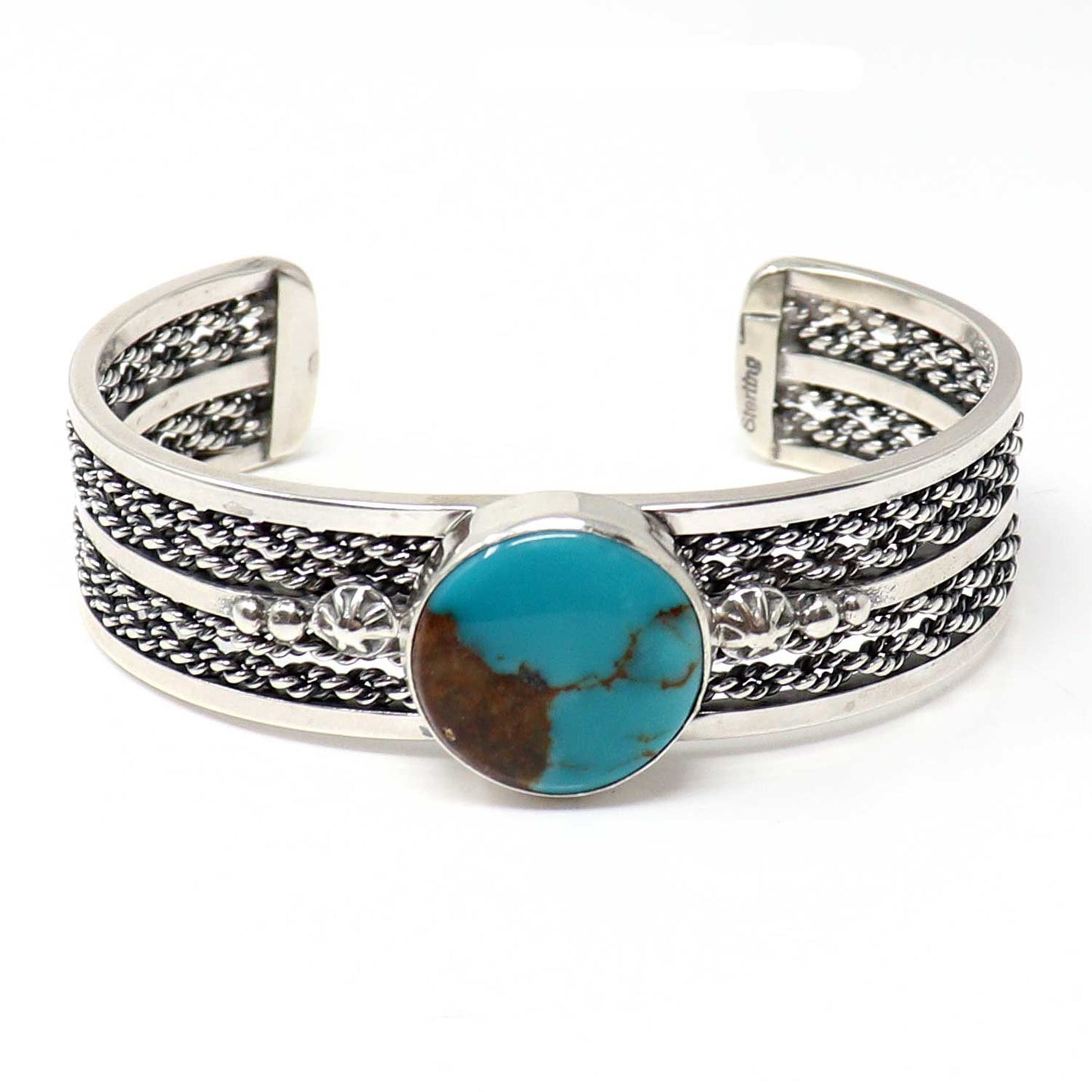 Load image into Gallery viewer, Navaho Kingman Turquoise &amp;amp; Silver Bracelet
