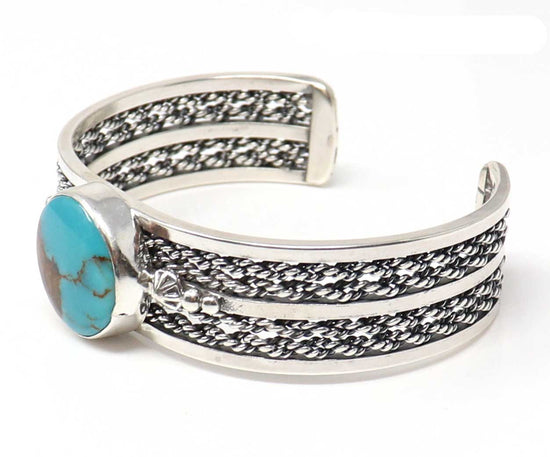 Load image into Gallery viewer, Navaho Kingman Turquoise &amp;amp; Silver Bracelet
