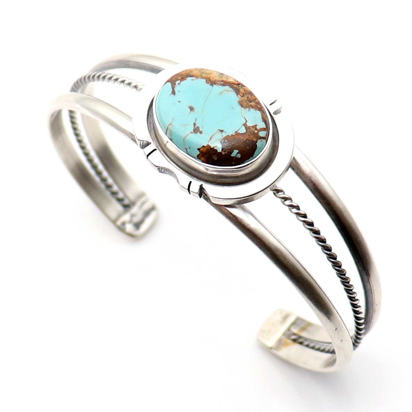 Load image into Gallery viewer, Single Stone Turquoise and Silver Bracelet
