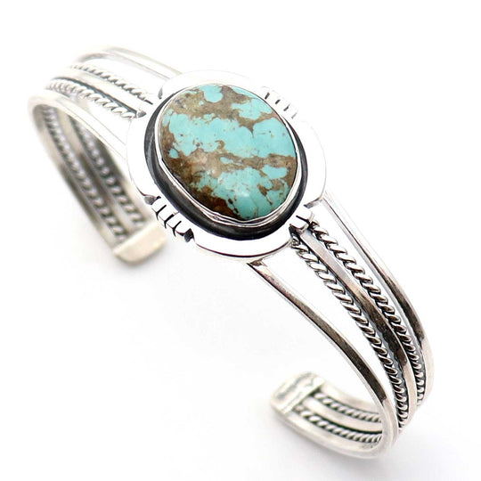 Single Stone Turquoise and Silver Bracelet
