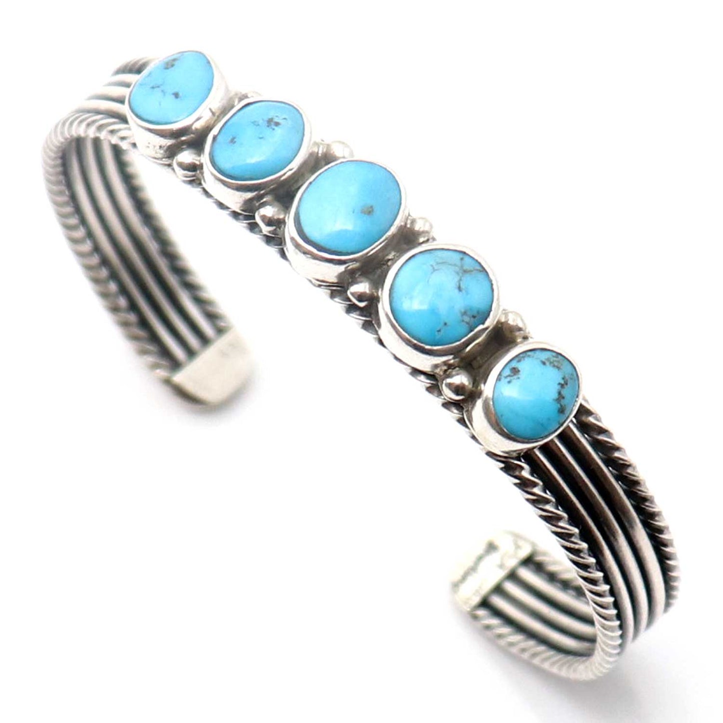 Load image into Gallery viewer, 5 Stone Turquoise and Silver Bracelet

