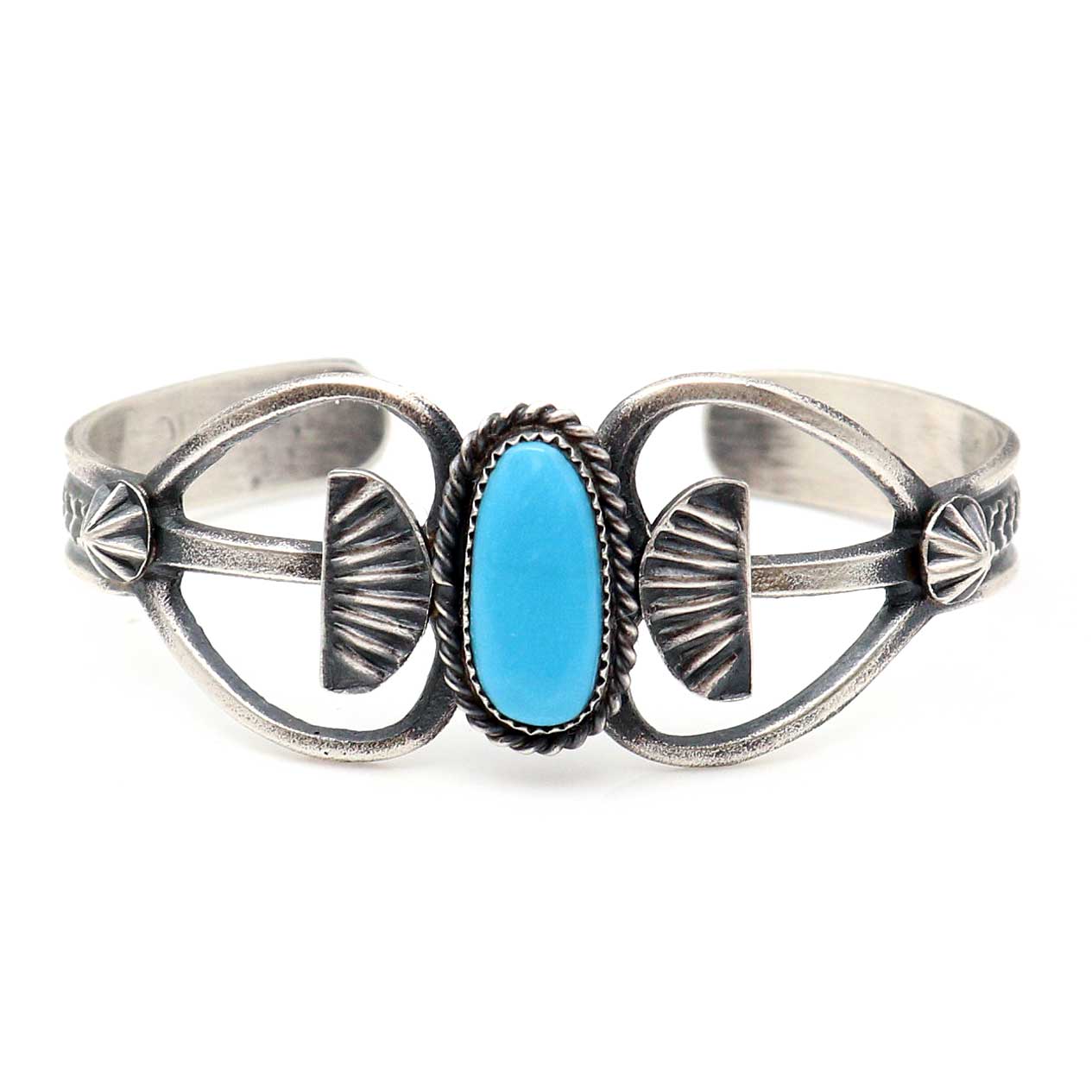 Sterling Silver Bracelet With Single Turquoise Setting by Billah