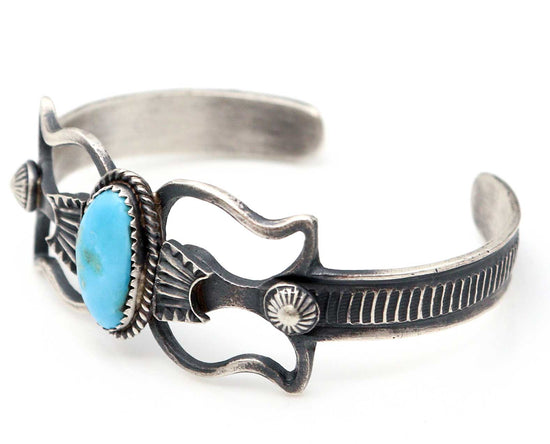 Sterling Silver Bracelet With Single Turquoise Setting by Billah