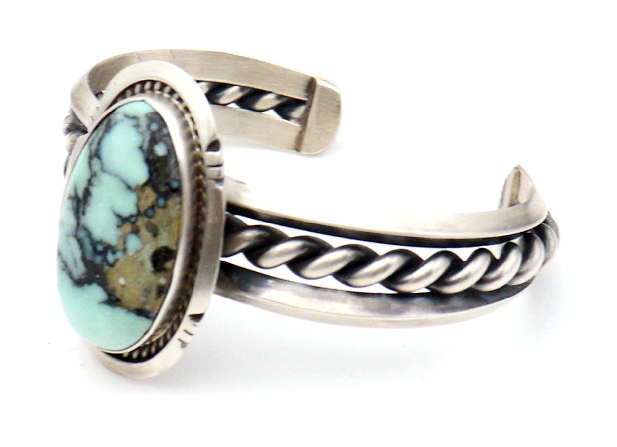 Load image into Gallery viewer, Sterling Silver Bracelet With Turquoise Setting by Smith

