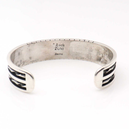 Zuni Silver Cuff With Opal Inlay by Lucio