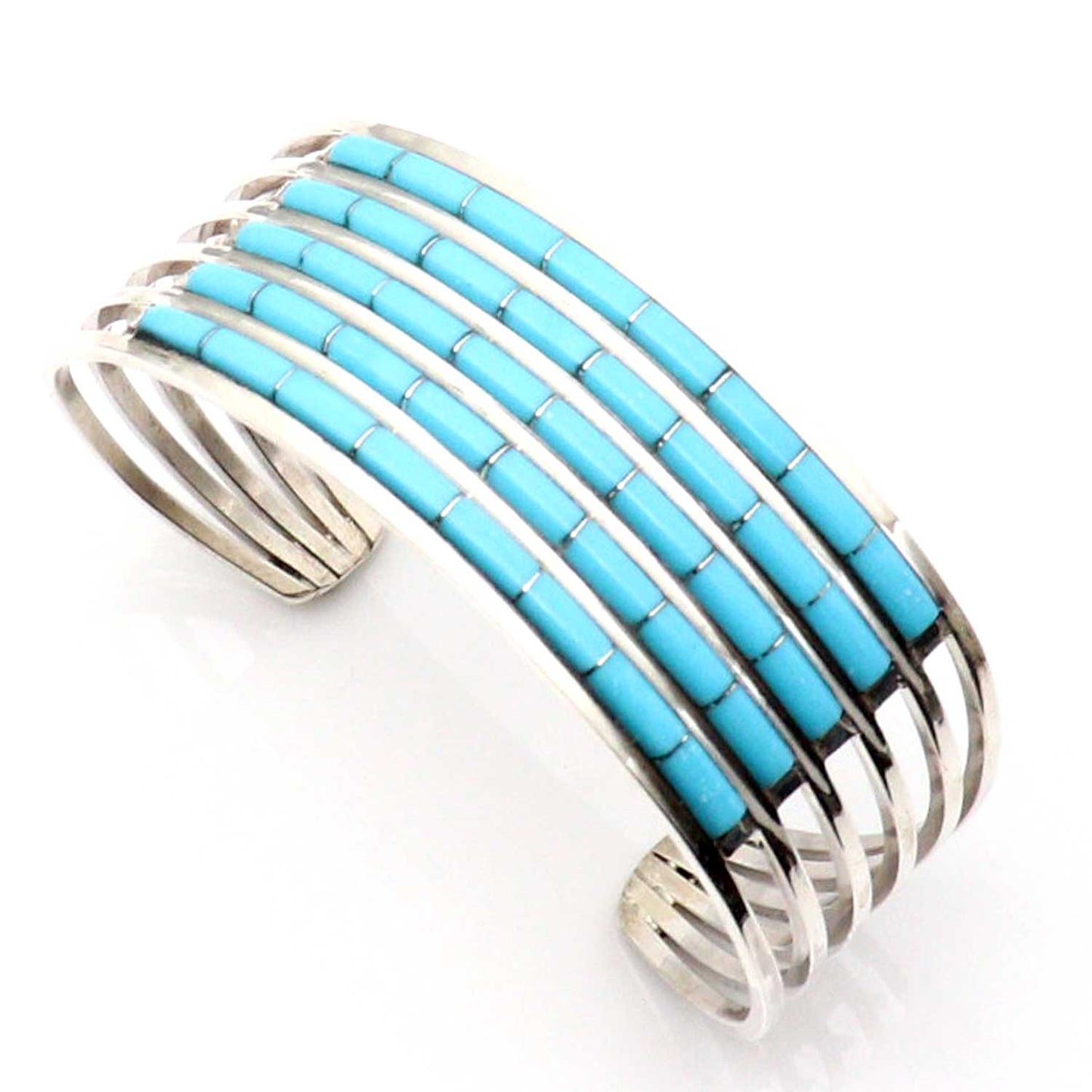 5 Row Zuni Turquoise Channel Inlay Bracelet by Wallace