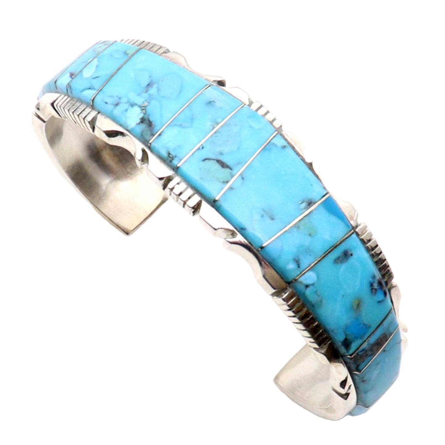 Kingman Turquoise Inlaid Bracelet by Steve Francisco