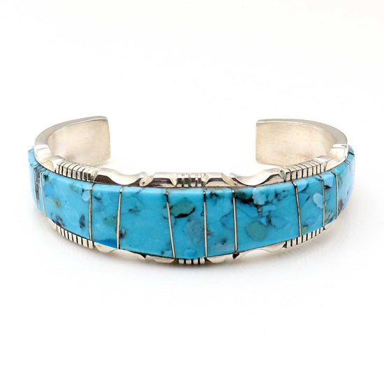 Kingman Turquoise Inlaid Bracelet by Steve Francisco