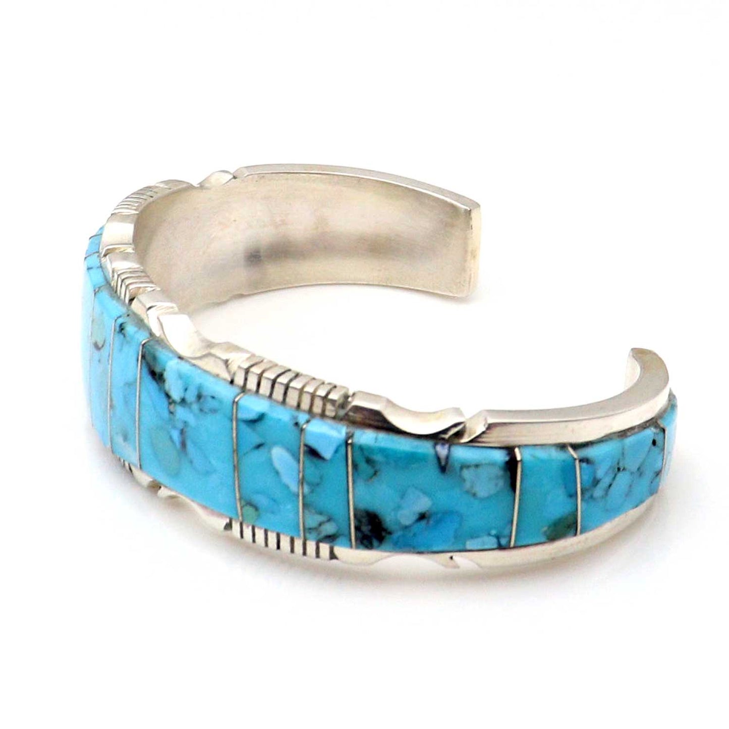 Kingman Turquoise Inlaid Bracelet by Steve Francisco