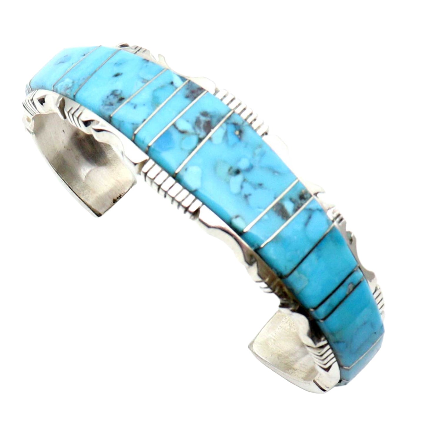 Kingman Turquoise Inlaid Bracelet by Steve Francisco