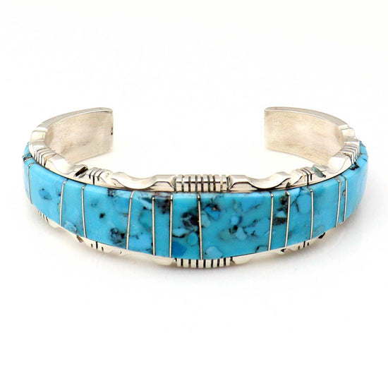 Kingman Turquoise Inlaid Bracelet by Steve Francisco