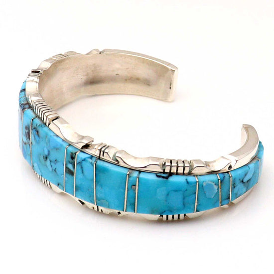 Kingman Turquoise Inlaid Bracelet by Steve Francisco