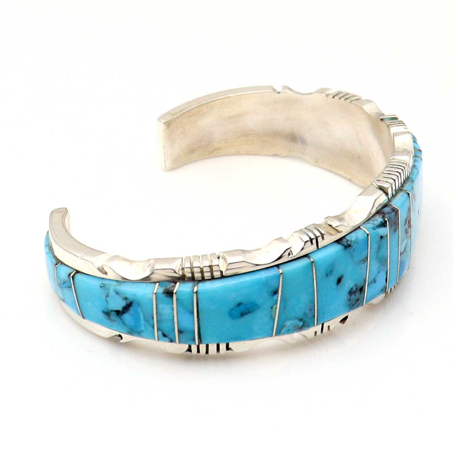 Kingman Turquoise Inlaid Bracelet by Steve Francisco