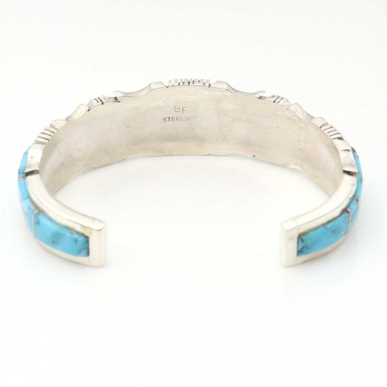 Kingman Turquoise Inlaid Bracelet by Steve Francisco