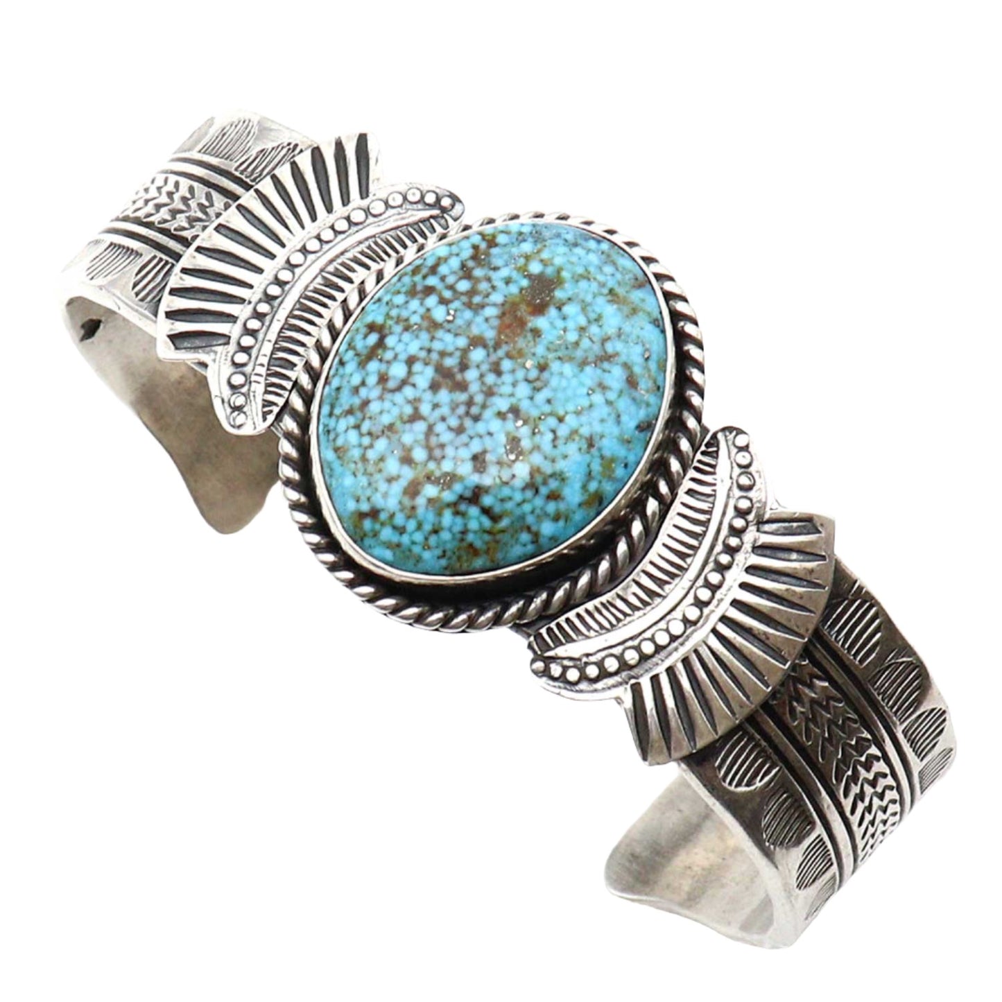 Silver Bracelet with Kingman Turquoise by Garrett Hale