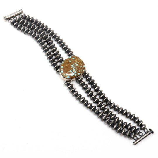 Sterling Silver & #8 Turquoise Link Bracelet- Hada Collection