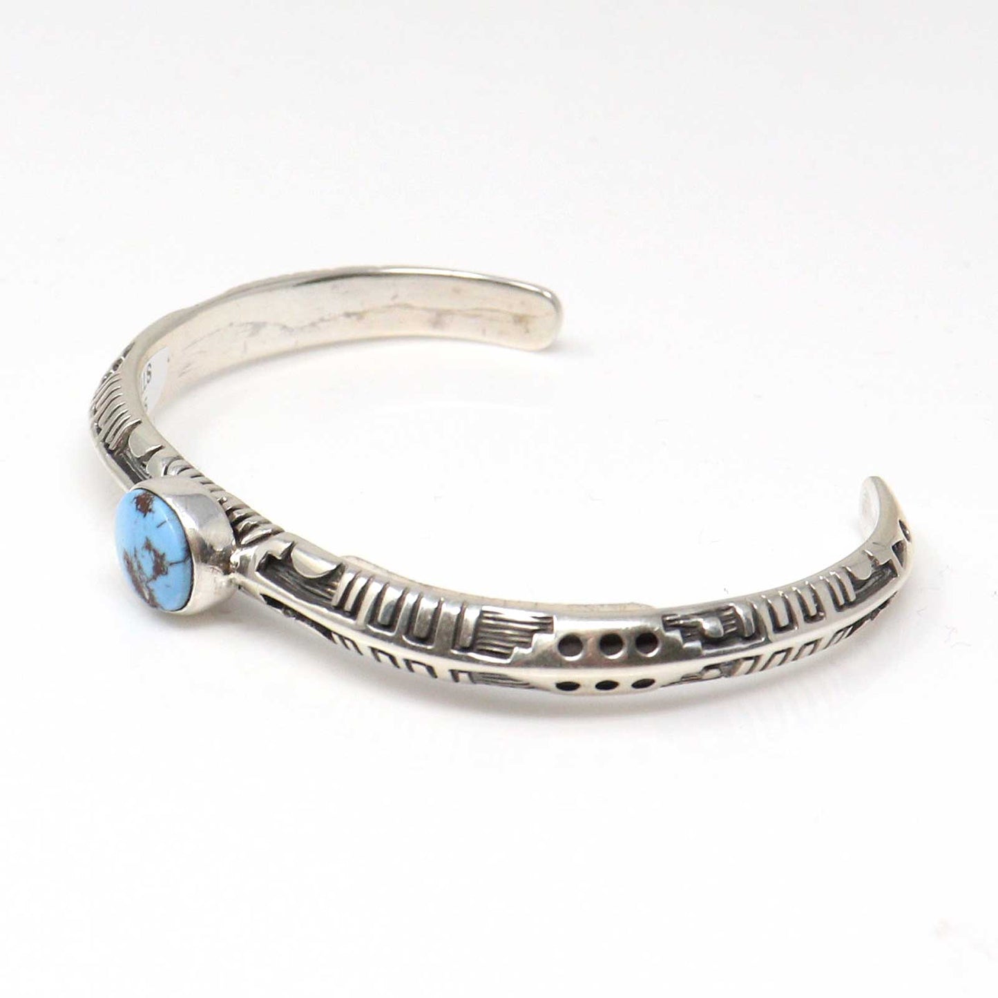 Sculpted Sterling Silver Bracelet Featuring a Single Golden Hills Stone