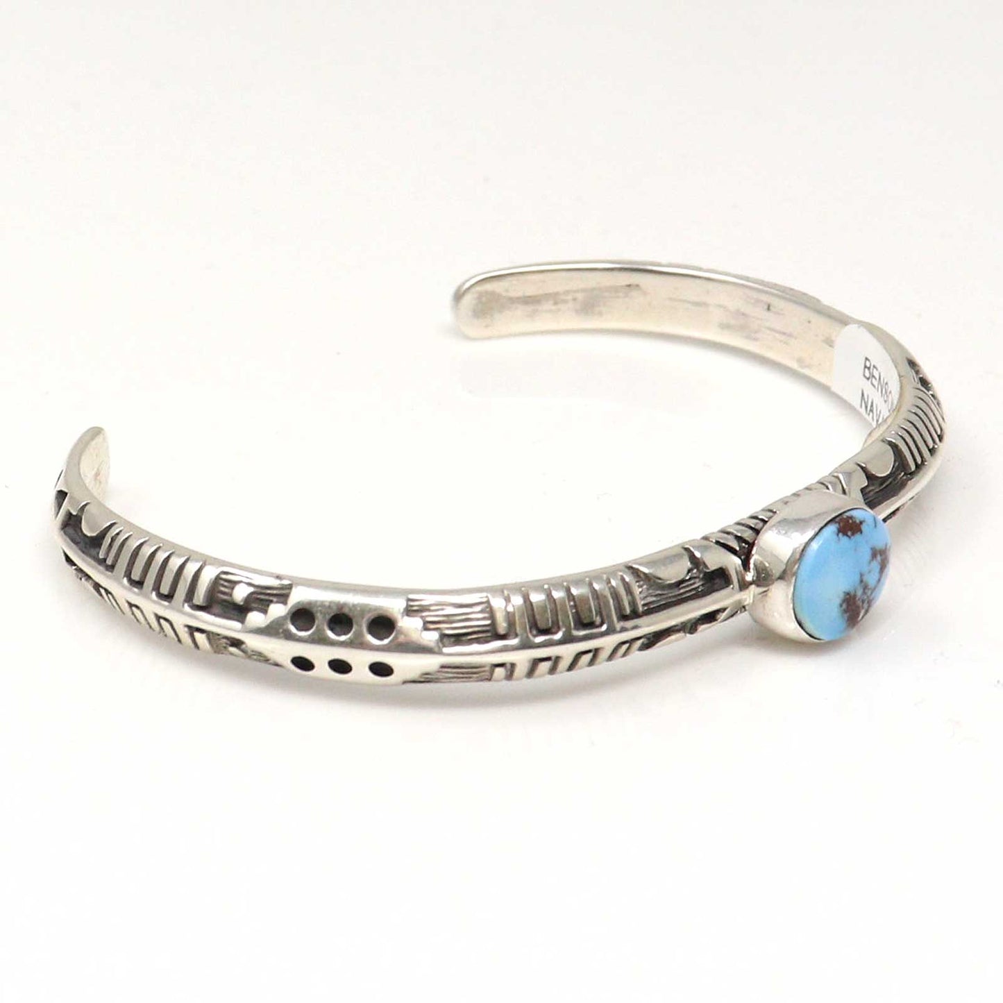Sculpted Sterling Silver Bracelet Featuring a Single Golden Hills Stone
