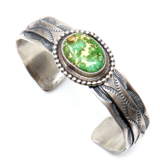 Stamped Sterling Silver Bracelet Featuring Sonoran Gold Turquoise