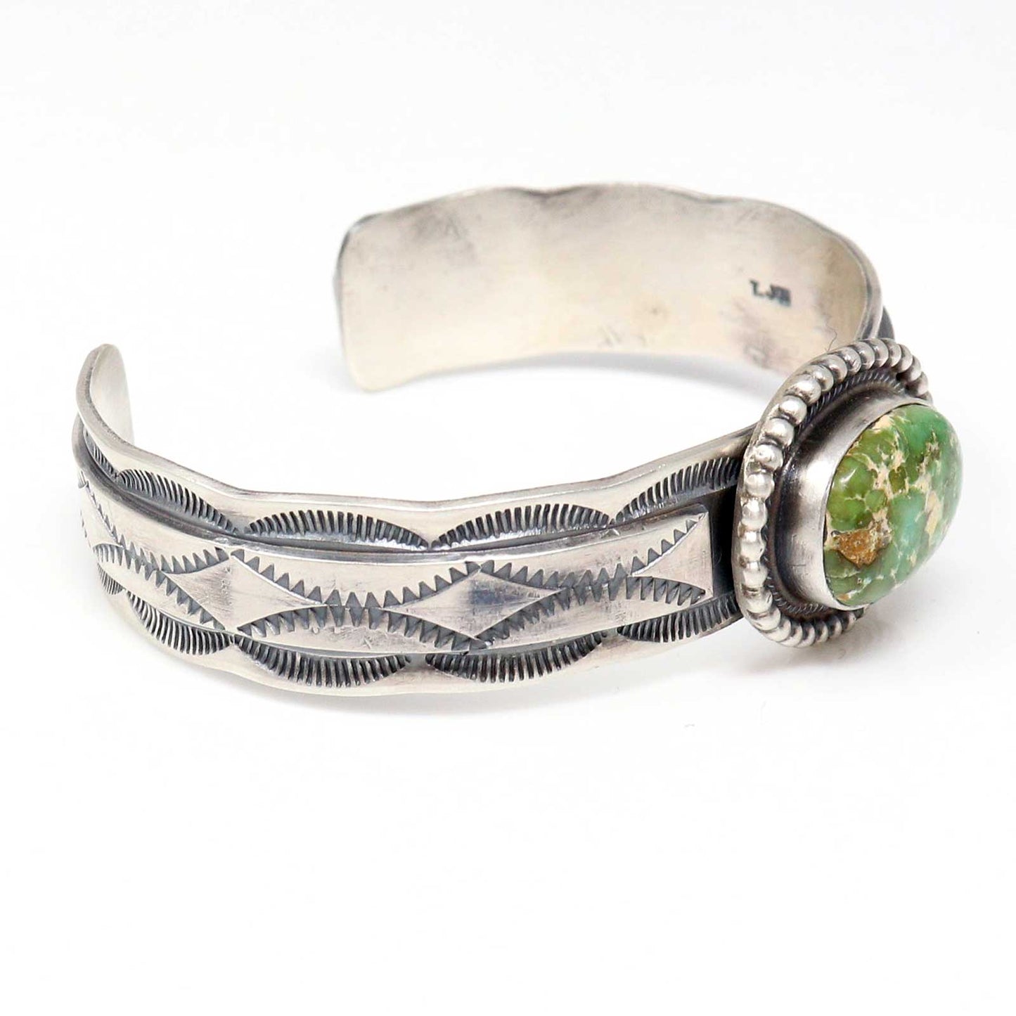 Stamped Sterling Silver Bracelet Featuring Sonoran Gold Turquoise