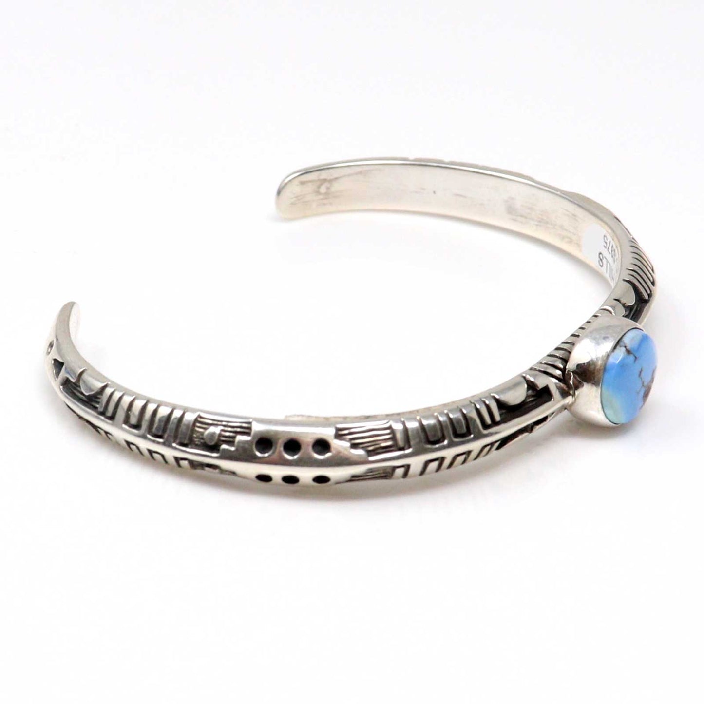 Sculpted Silver Bracelet Featuring a Single Golden Hills Stone