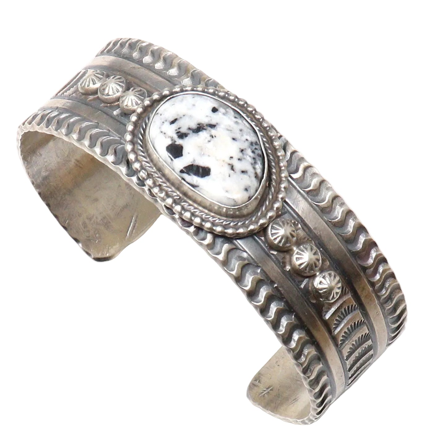 Sterling Silver White Buffalo Bracelet by Tillie John