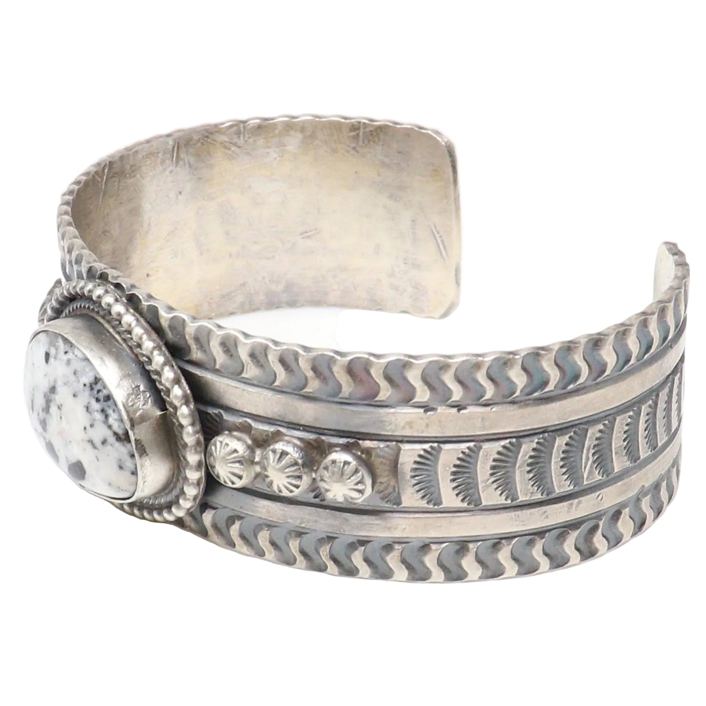 Sterling Silver White Buffalo Bracelet by Tillie John