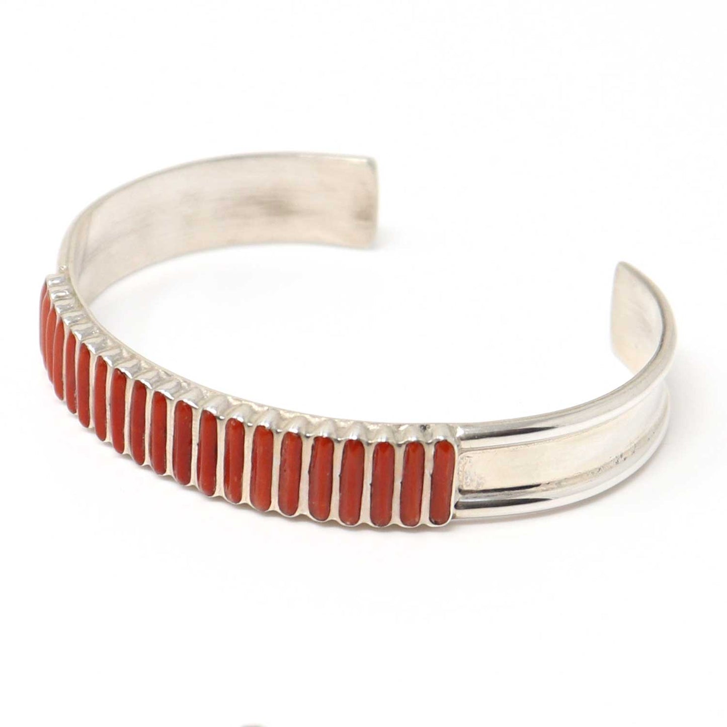 Load image into Gallery viewer, Zuni Coral Inlay Bracelet by L Shekya
