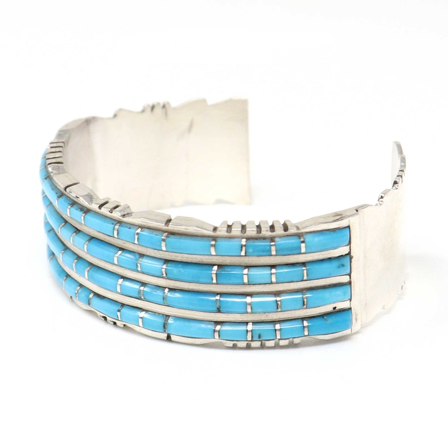 Load image into Gallery viewer, Turquoise Inlay Four Row Bracelet by Lalio
