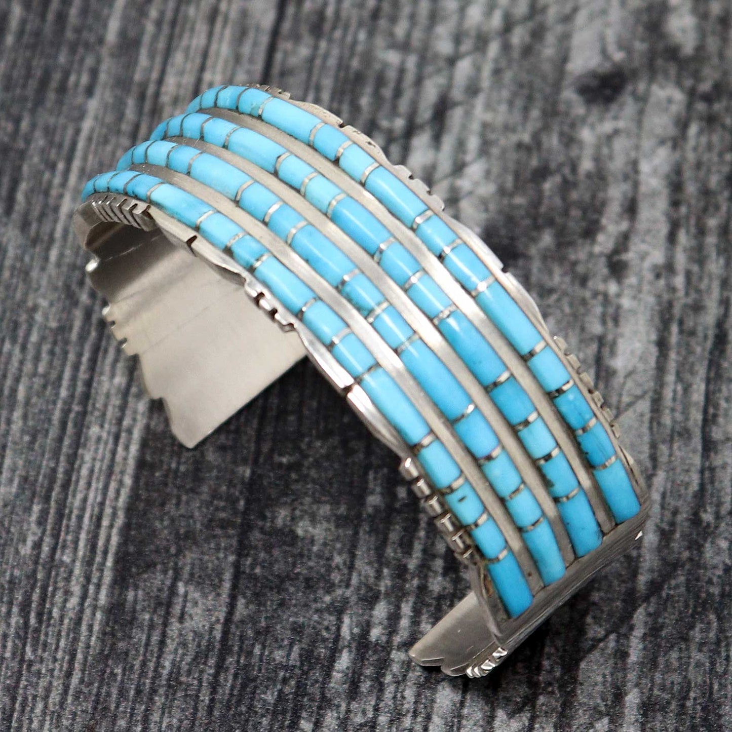 Load image into Gallery viewer, Turquoise Inlay Four Row Bracelet by Lalio
