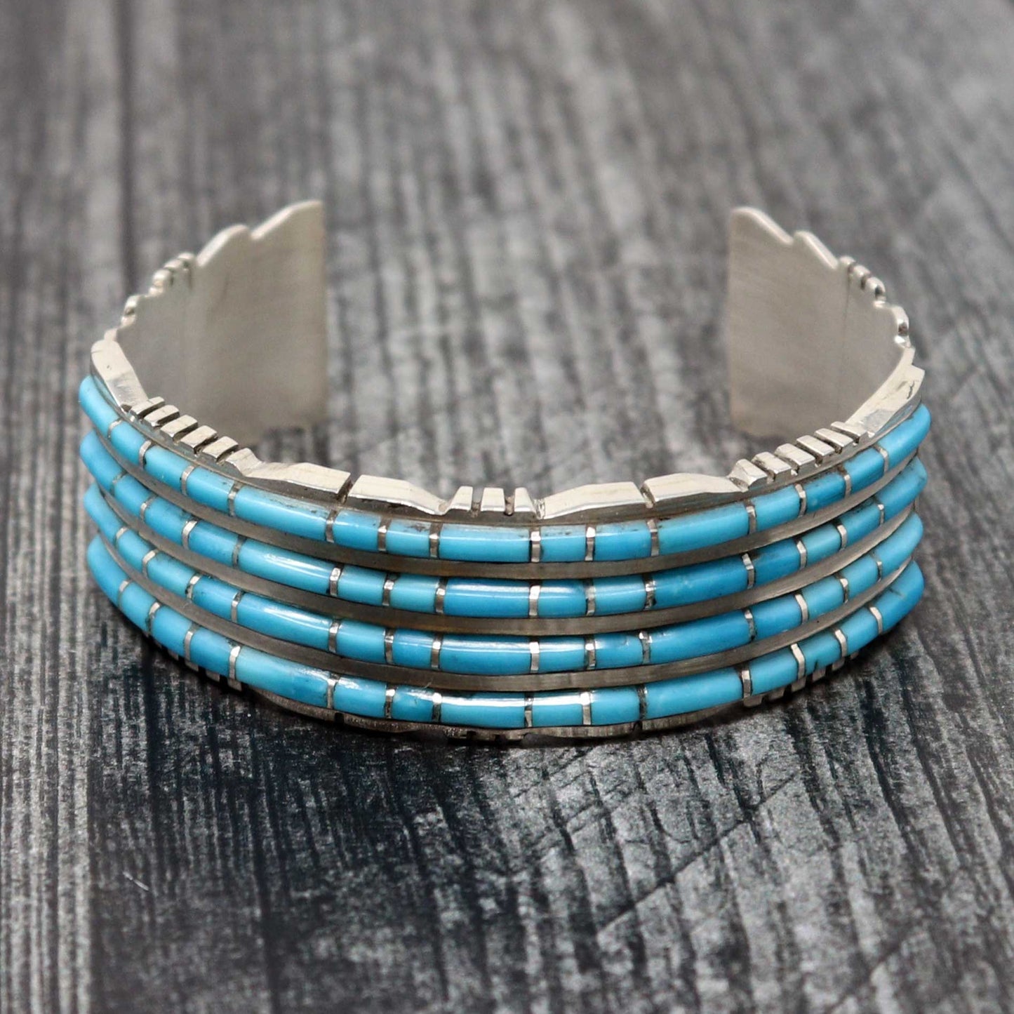 Turquoise Inlay Four Row Bracelet by Lalio