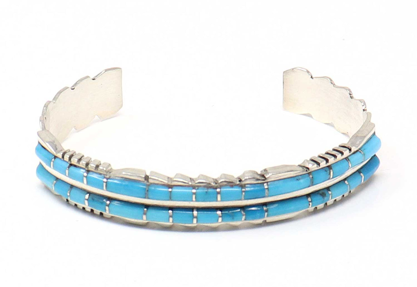 Load image into Gallery viewer, Two Row Sleeping Beauty Turquoise Inlay Bracelet by Lalio
