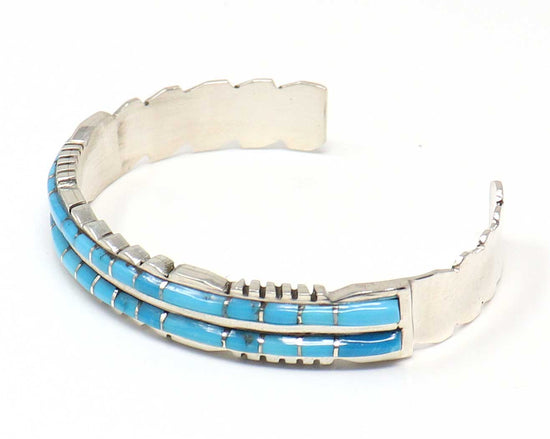 Load image into Gallery viewer, Two Row Sleeping Beauty Turquoise Inlay Bracelet by Lalio
