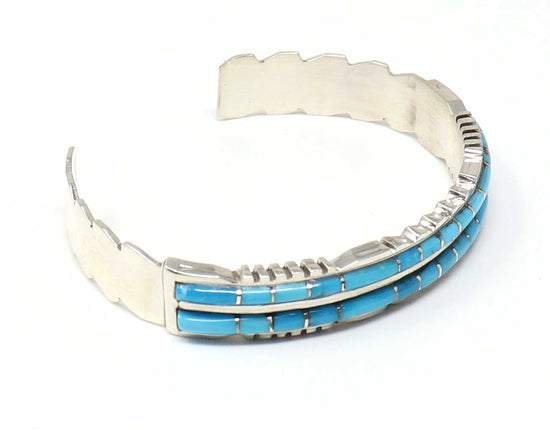 Two Row Sleeping Beauty Turquoise Inlay Bracelet by Lalio