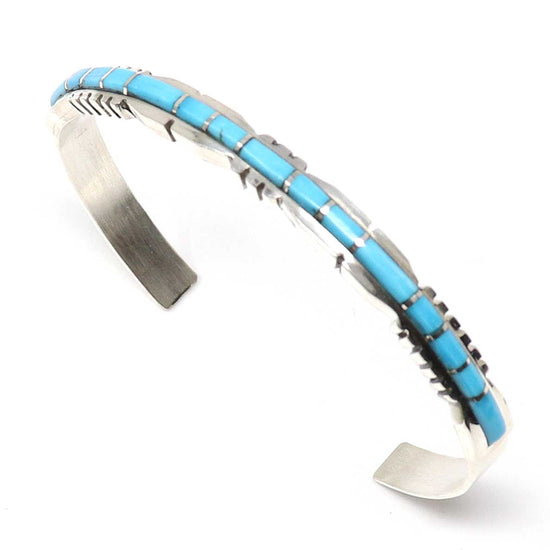 Load image into Gallery viewer, Single Row Sleeping Beauty Turquoise Inlay Bracelet by Lalio
