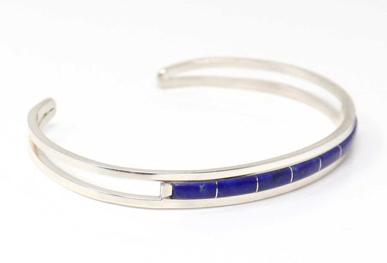 Zuni Single Row Lapis Lazuli Inlay Bracelet By Wallace