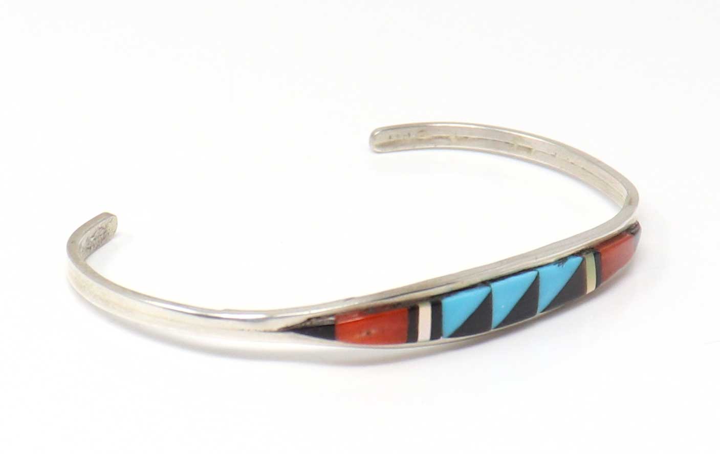 Load image into Gallery viewer, Zuni Multi-Color Silver Inlay Bracelet by Cena Weebothee
