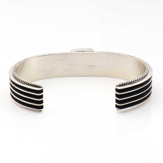 Load image into Gallery viewer, Four Row Contrast Silver and Turquoise Bracelet by Yazzie

