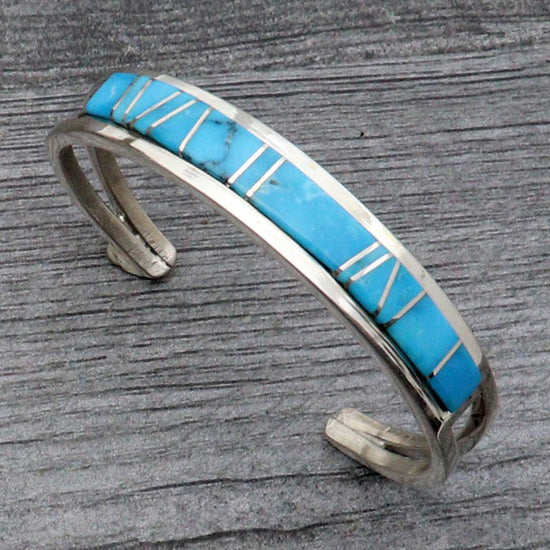 Load image into Gallery viewer, Zuni Turquoise Inlay Bracelet by Sam Arviso
